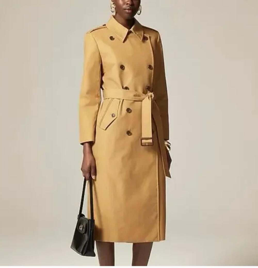 J Crew New Long Icon Trench Coat 12 NWT Midi Tan Honey CI113 J.Crew Belt Prep